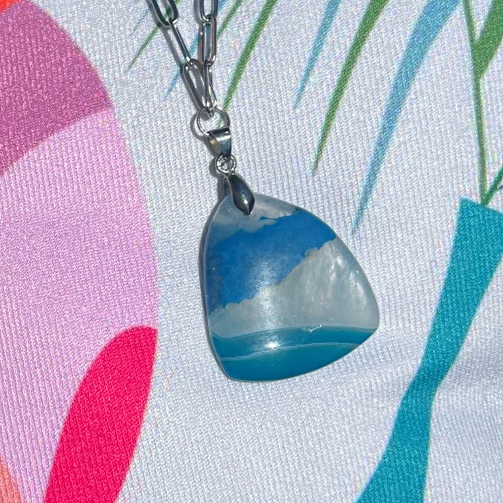 Blue Agate Teardrop Pendant